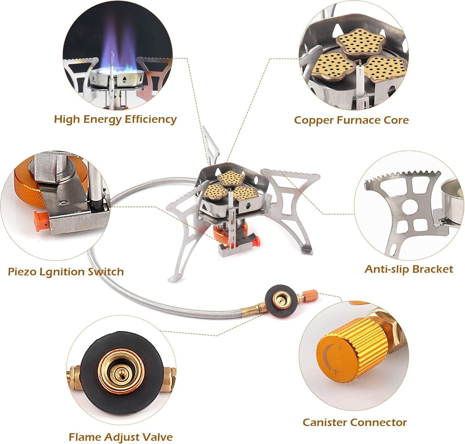 Lightweight 6800W Backpacking Gas Stove - Ideal for Outdoor Cooking Adventures