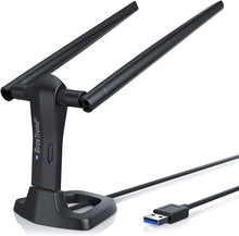Load image into Gallery viewer, Compact AC1200 USB Linux WiFi Adapter with Adjustable Antennas for Stability