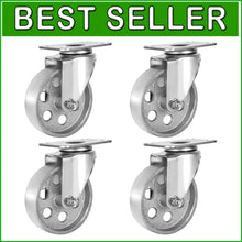 Load image into Gallery viewer, Versatile 4" Heavy Duty Steel Swivel Casters - Perfect for Industrial &amp; Home Use