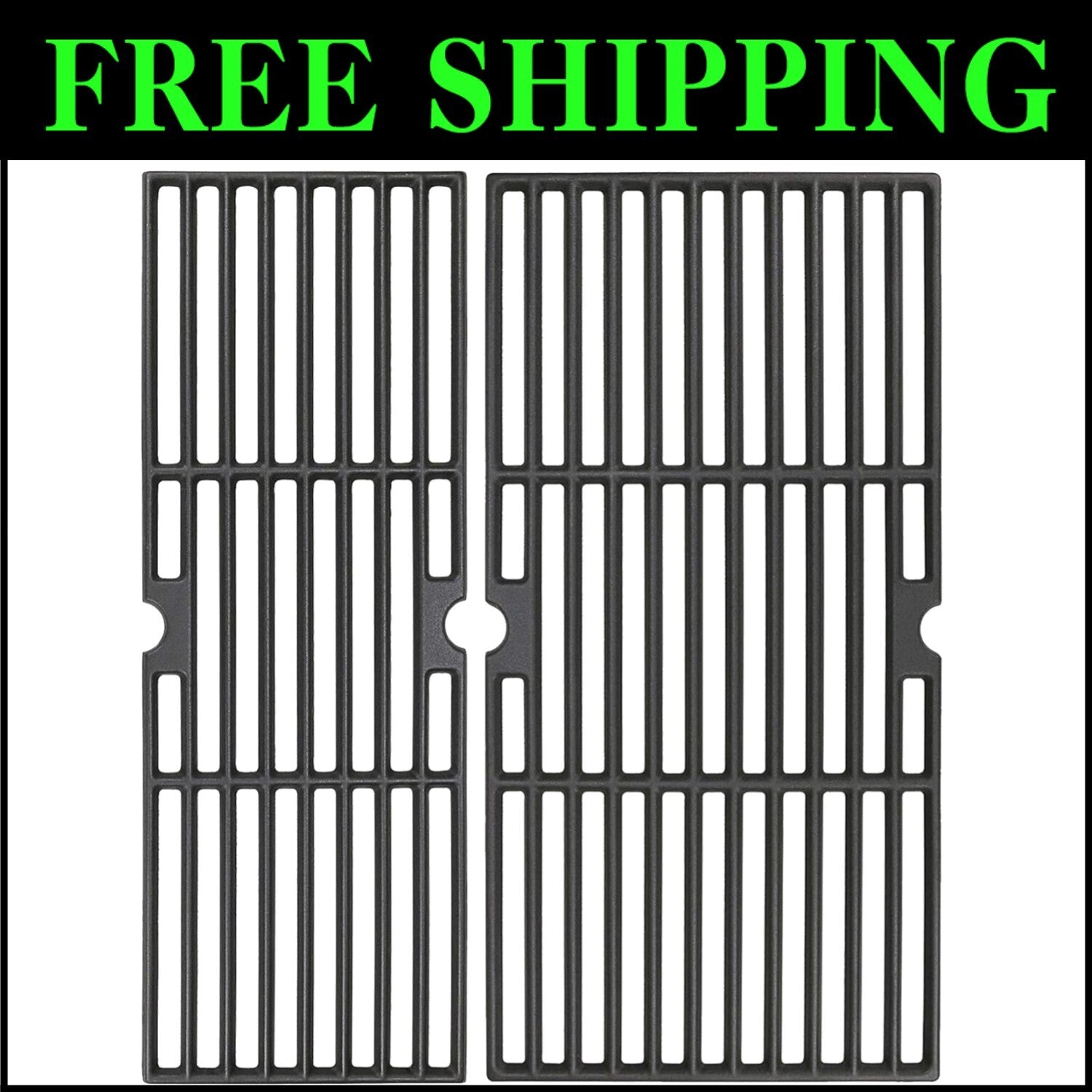 Versatile 2 Piece Cast Iron Grill Grates - Fits Charbroil Gas Grills 463673017
