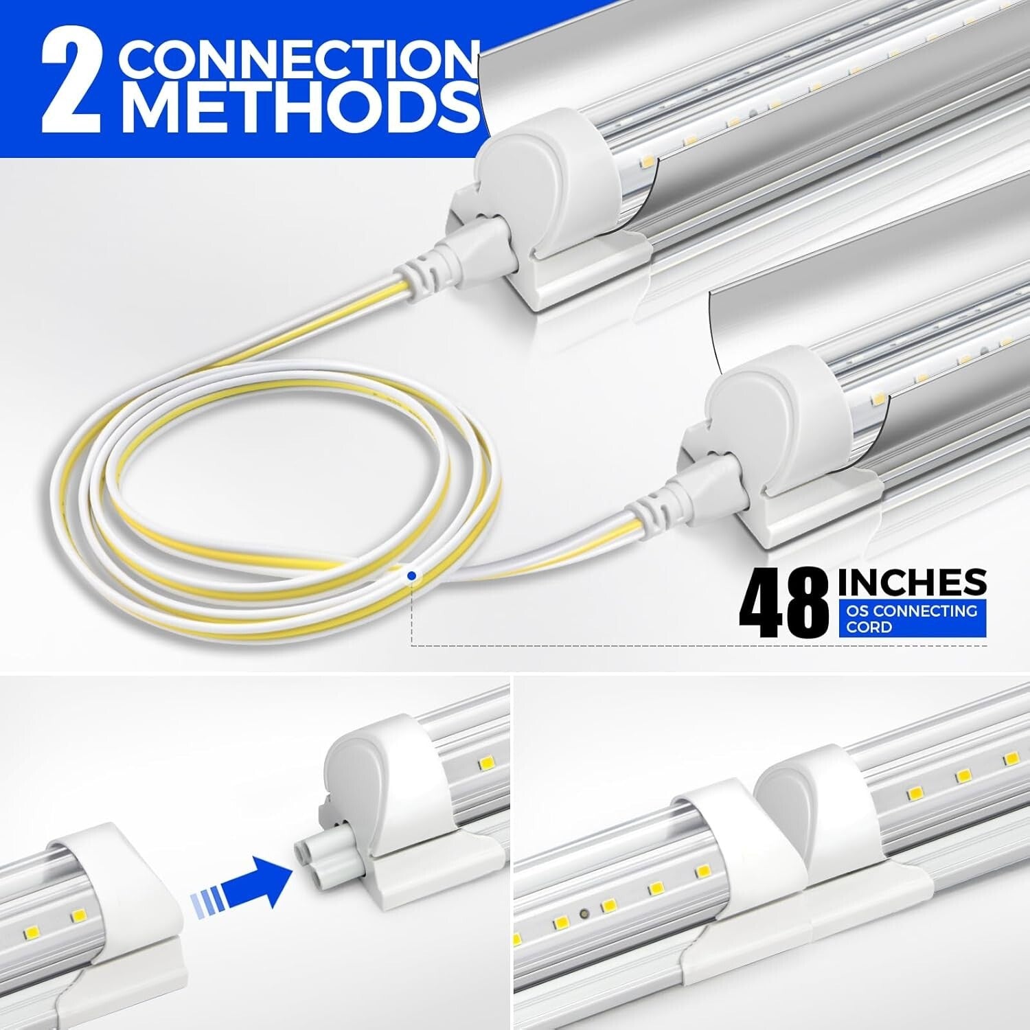 Ultra Bright Linked 4FT LED Ceiling Lights - 40W, Ideal for Workspaces, 10 Pack