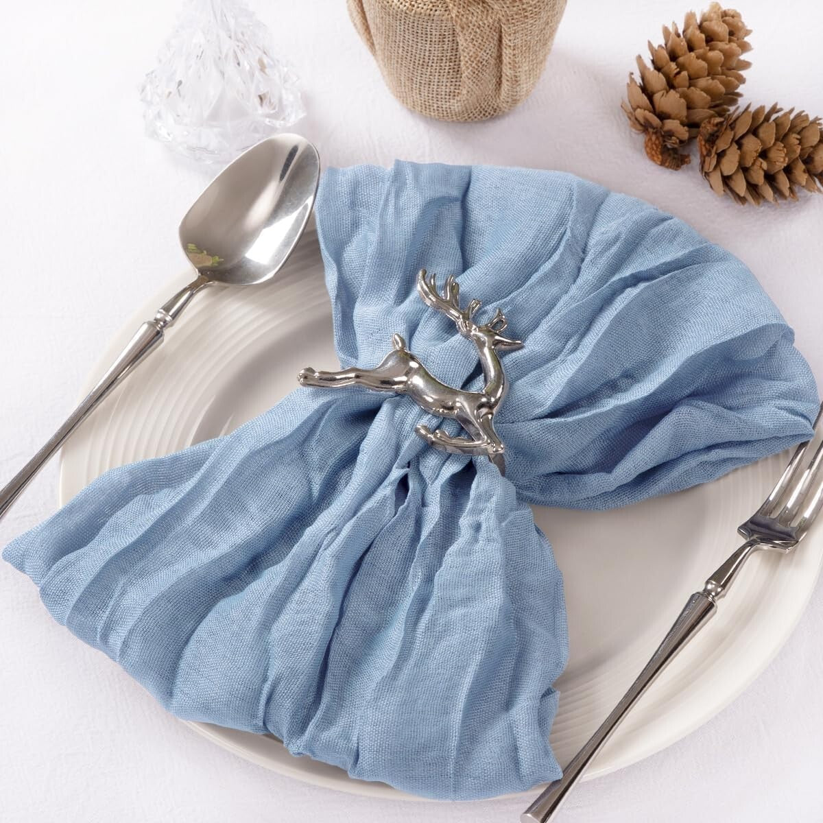 60-Pack Dusty Blue Cheesecloth Napkins 21"x21" for Elegant Weddings & Events