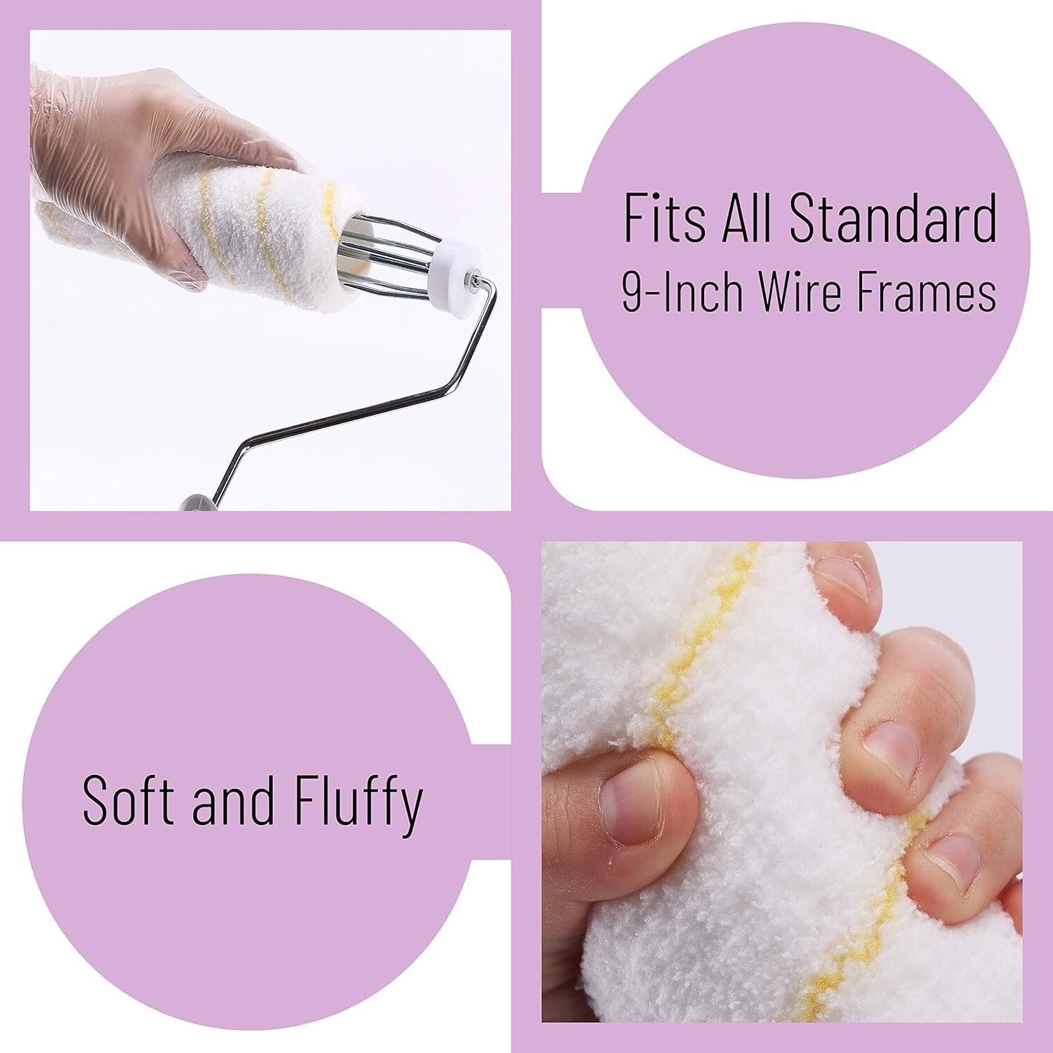 Durable and Washable 9 Inch Paint Roller Covers - 24 Pack for All Projects