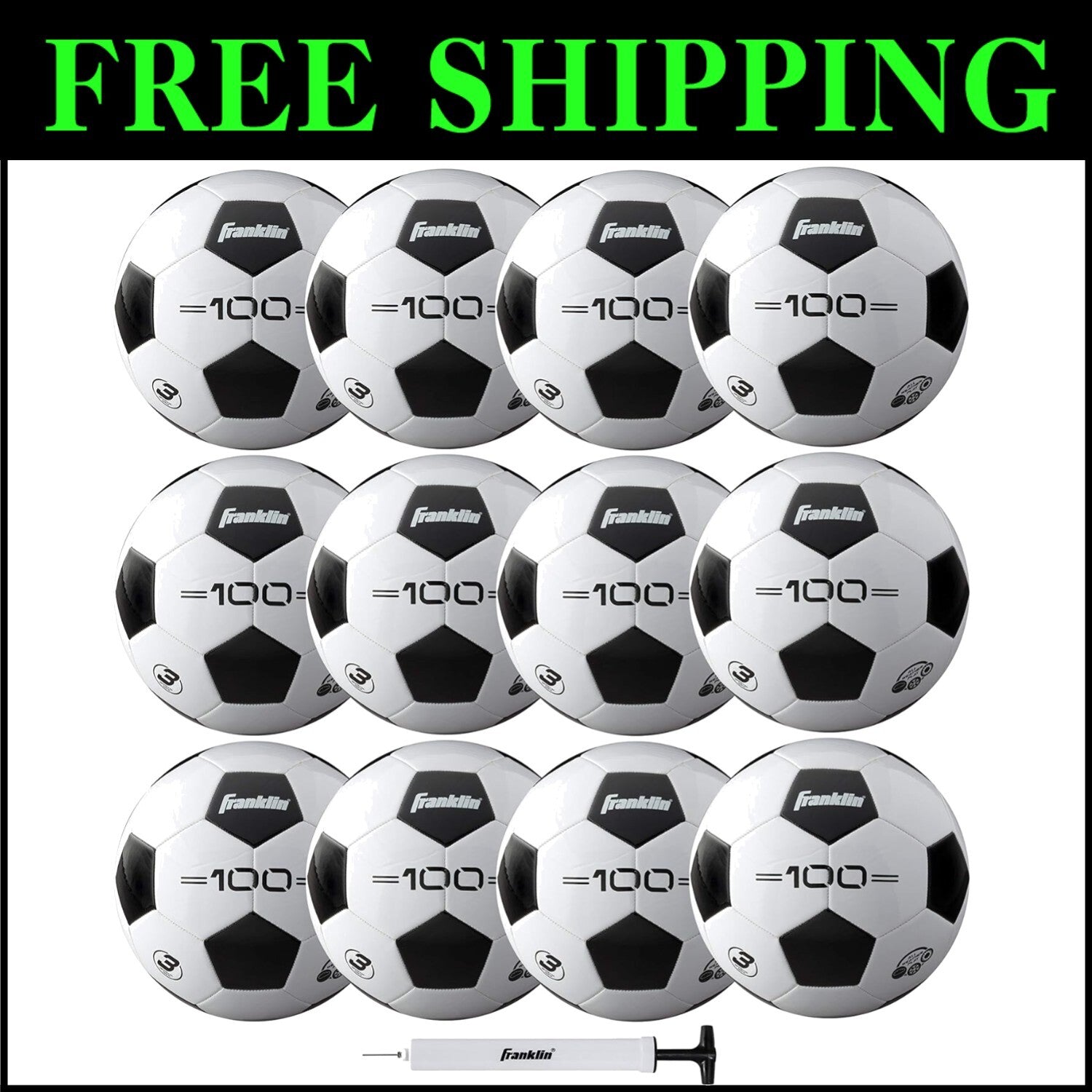 All-Weather Soccer Balls in Sizes 3, 4 & 5 - Soft PVC Construction, Pack of 12