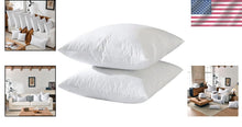 Load image into Gallery viewer, Set of 2 - 22x22 Down Feather Throw Pillow Inserts in Soft Cotton - White