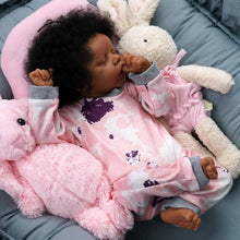 Load image into Gallery viewer, 17-Inch Realistic Black Reborn Baby Doll with Soft Body &amp; Curls – Gift Box