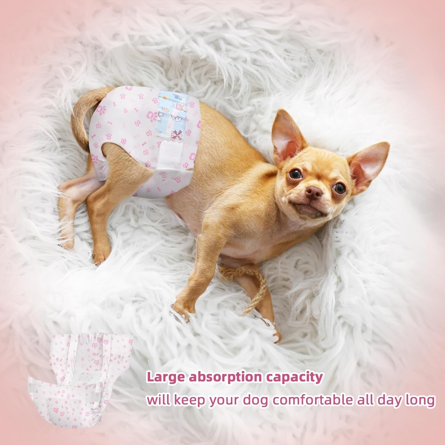 Comfortable Pink Disposable Dog Diapers for Female Dogs - 360° Leak Protection