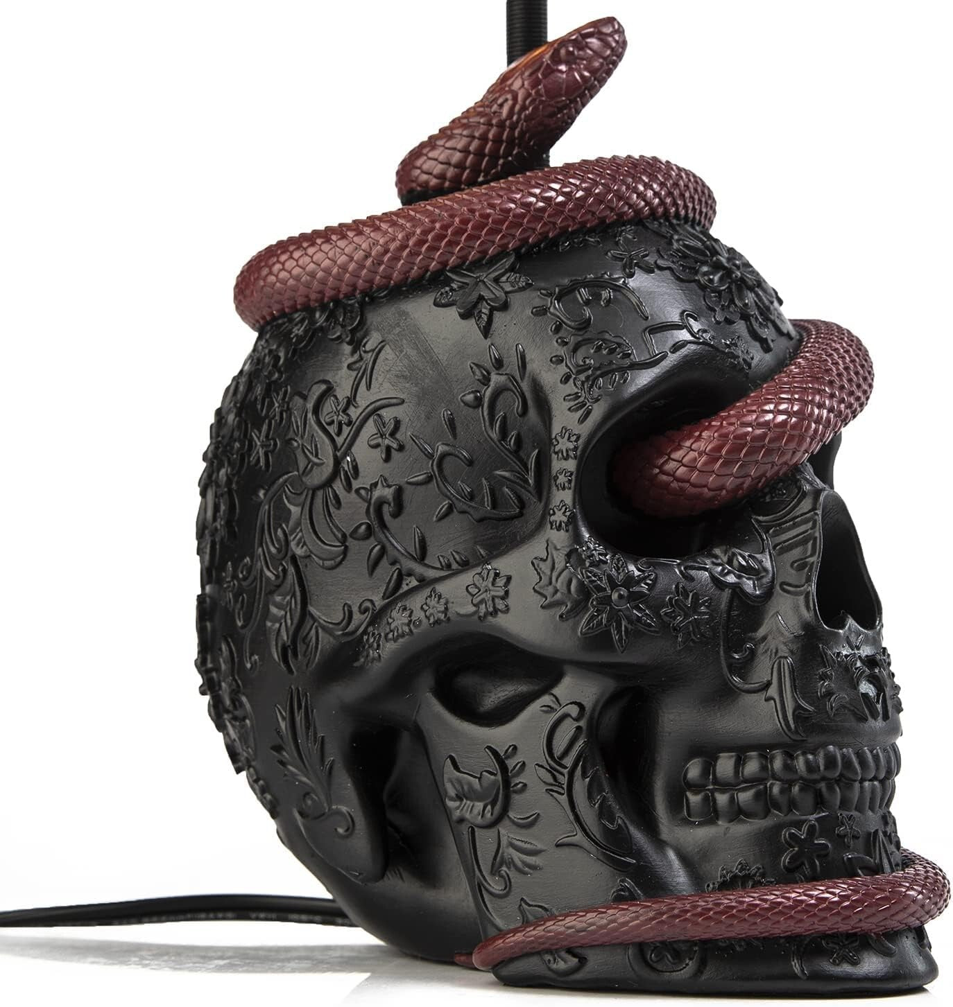Dark Elegance: 24" Snake Skull Table Lamp with Color Changing Feature