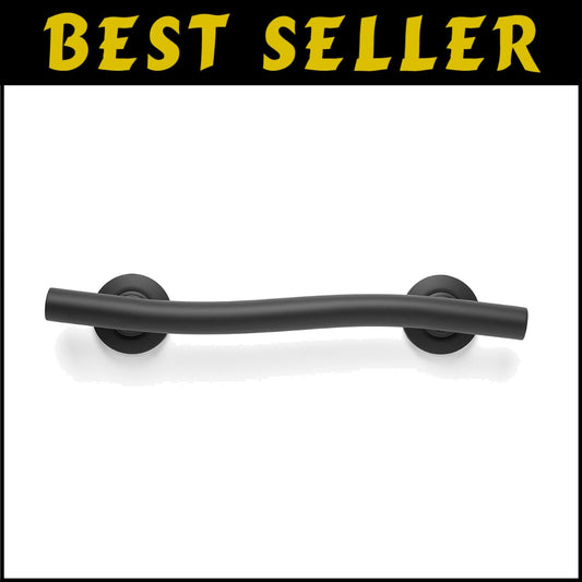18'' ADA Compliant Wave-Shaped Grab Bar in Matte Black - 500 lbs Support