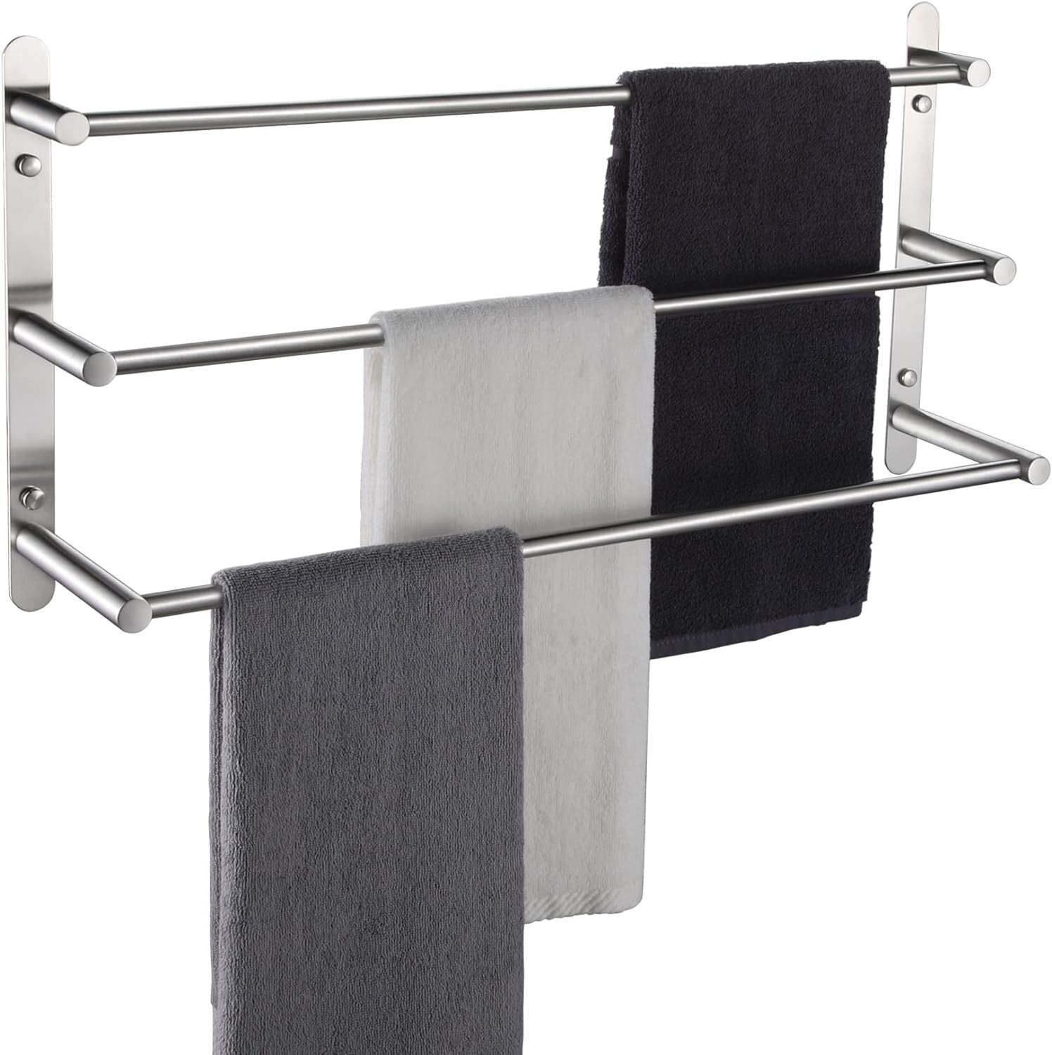 Brushed Nickel 3-Tier Stainless Steel Ladder Towel Rack for Modern Bathrooms
