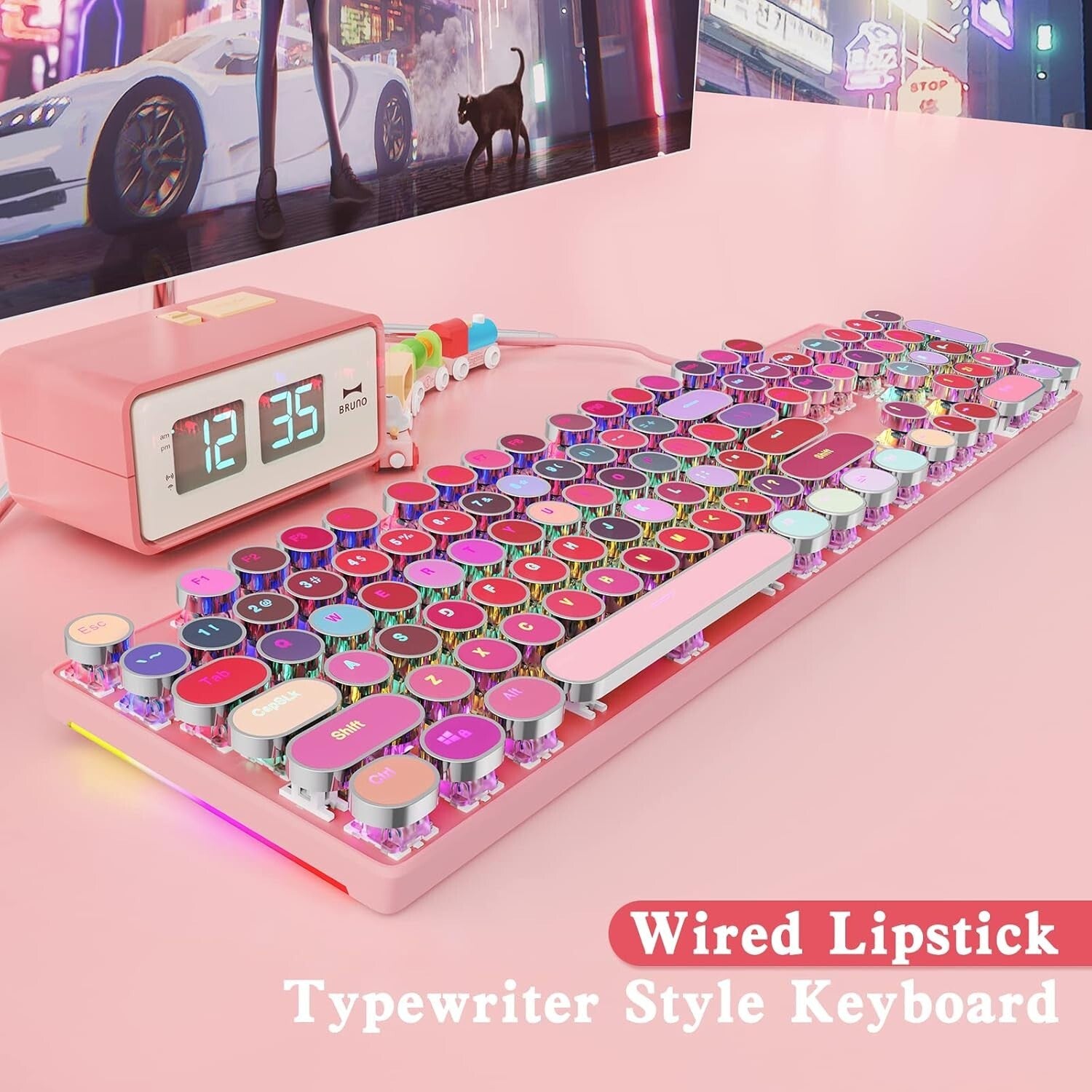 Stylish Retro RGB Gaming Keyboard - 104 Keys, N-Key Rollover, Anti-Ghosting