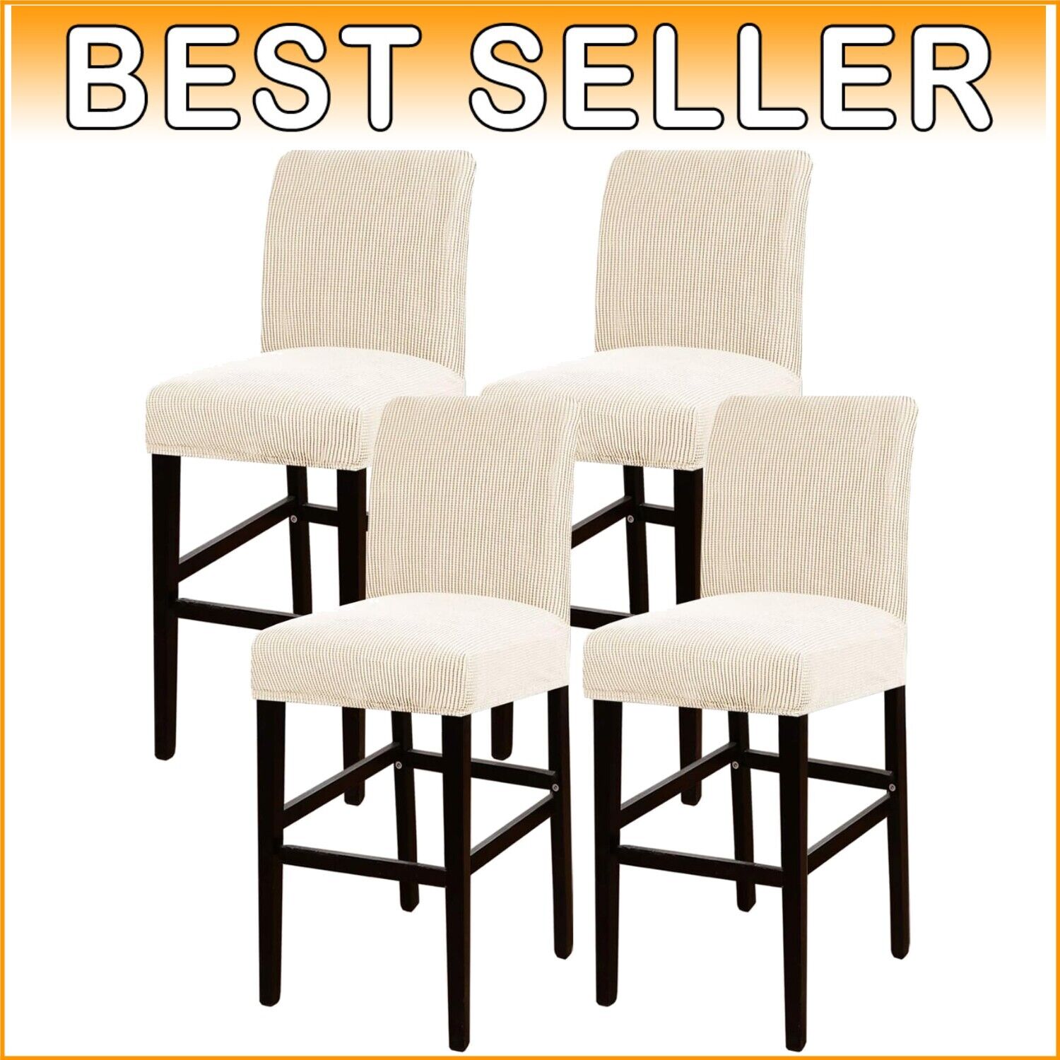 Durable Jacquard Fabric Stretch Barstool Covers - Effortless Elegance in 4 Pack