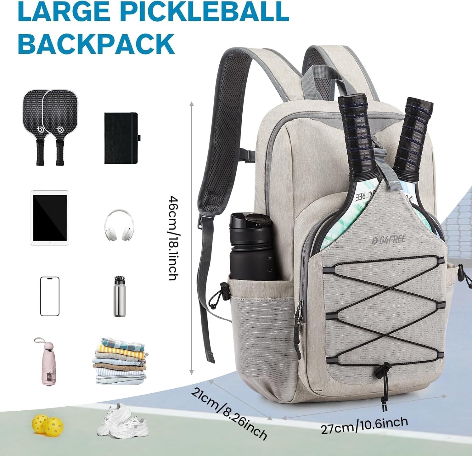 Durable Pickleball Backpack with Padded Straps & Hidden Pocket - Perfect Gift