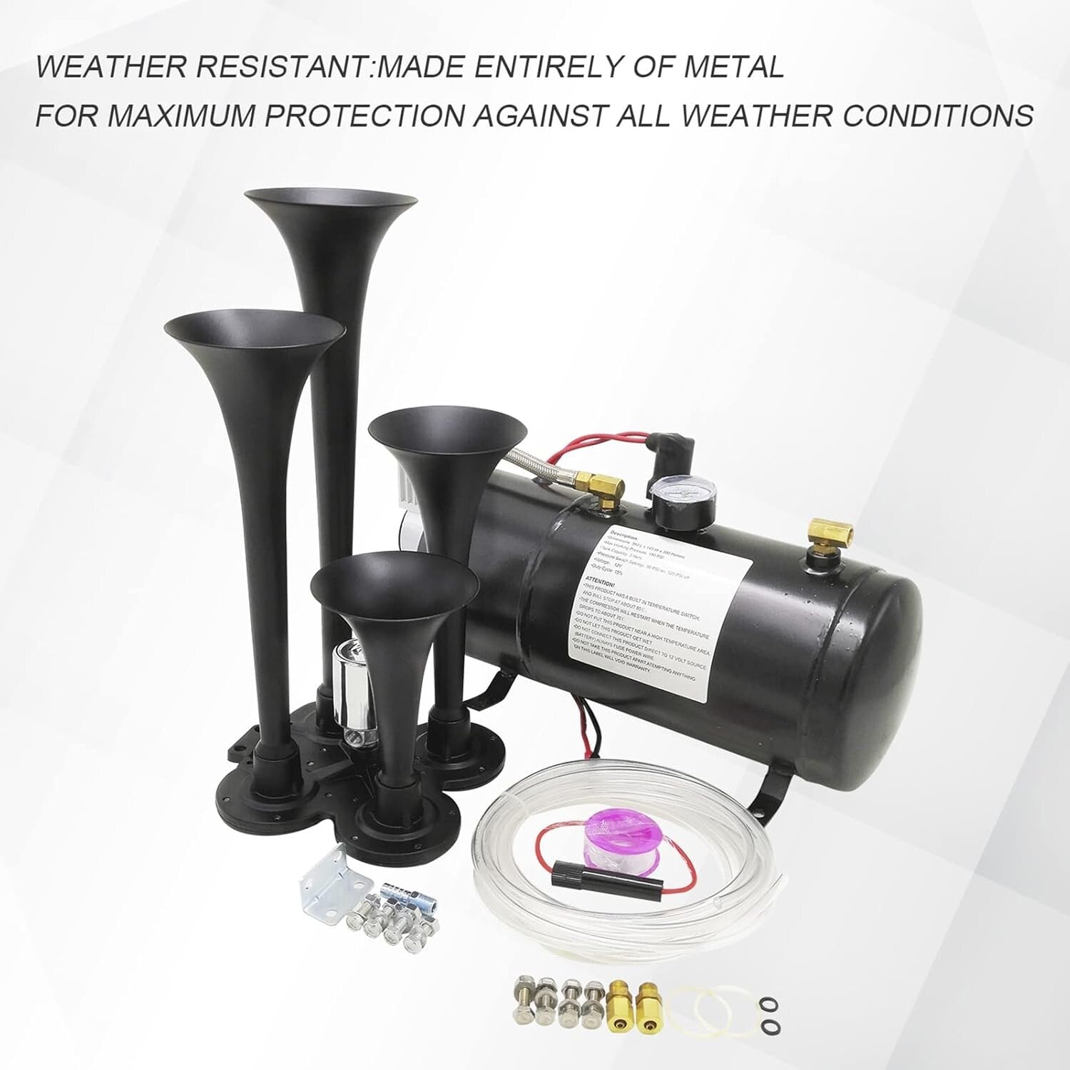 Compact 150DB Train Horn Set with Compressor for Instant Vehicle Installation