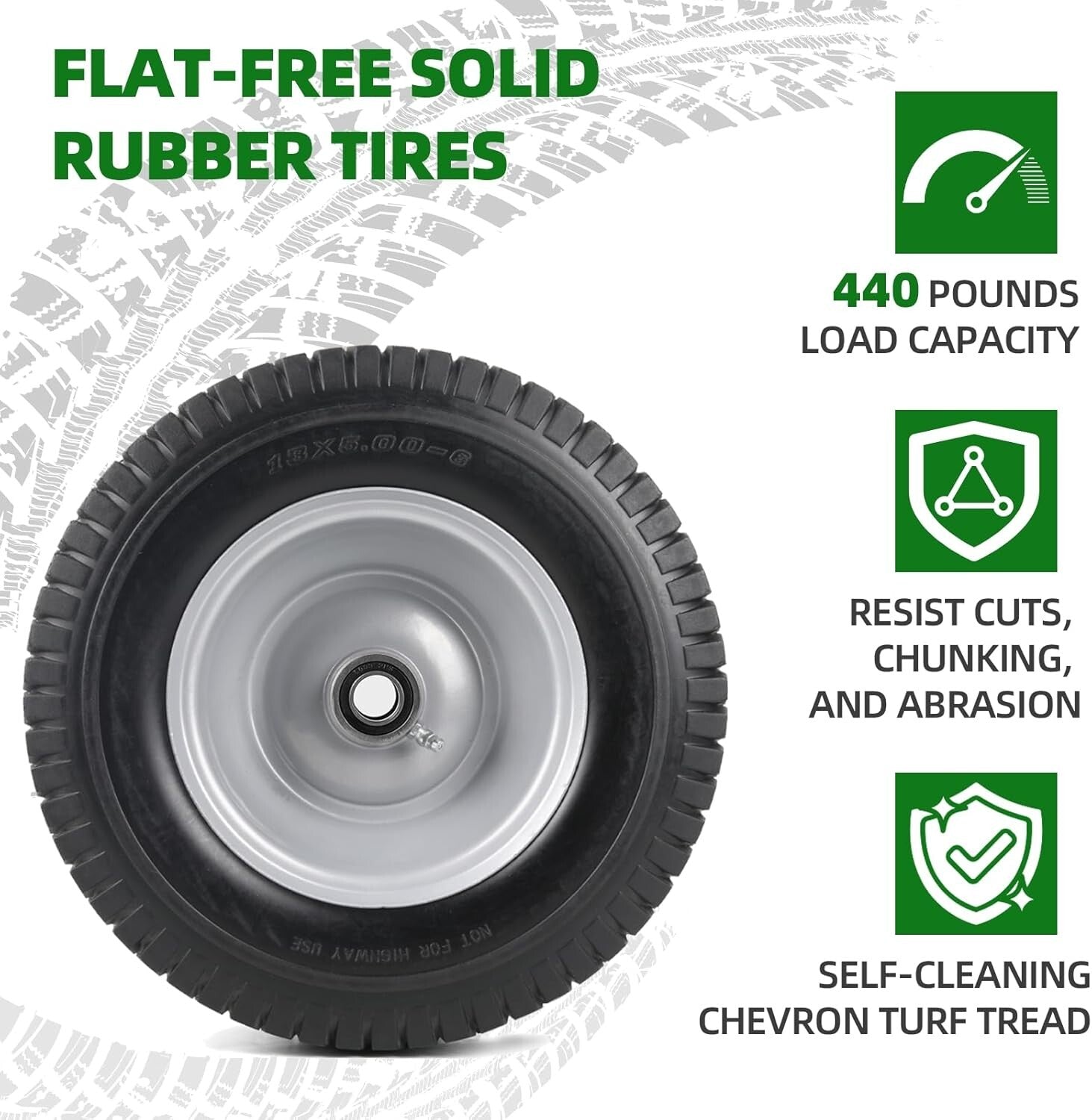 13x5.00-6 Lawn Mower Tires - Reliable Flat-Free Wheel Assemblies for All Terrain