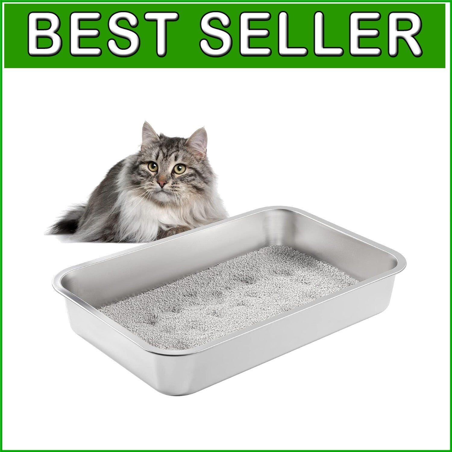 Non-Stick Easy Clean Litter Pan with High Sides for Senior Cats – 24'' x 16''
