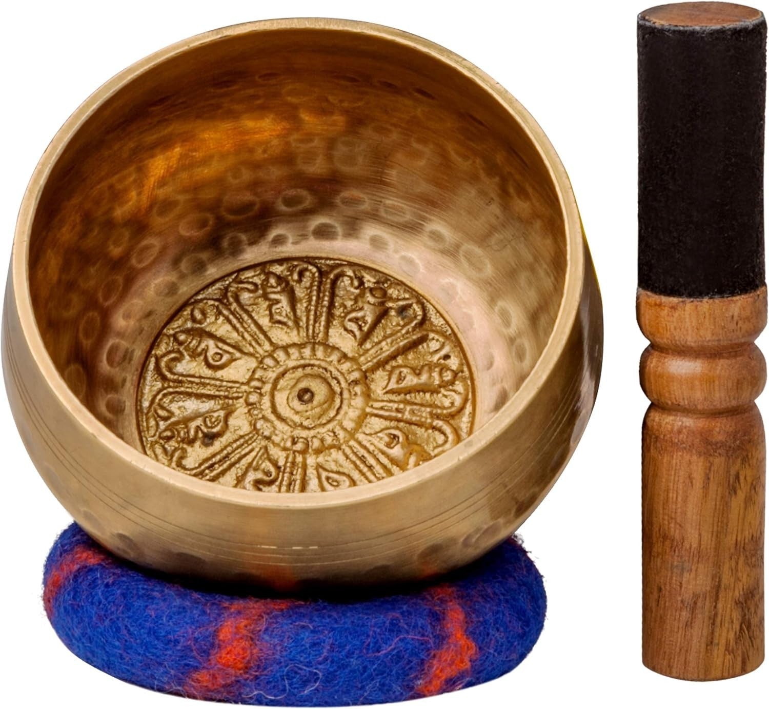 Handcrafted Tibetan Singing Bowl Set with 'Medicine Buddha' Engraving - 4" Size