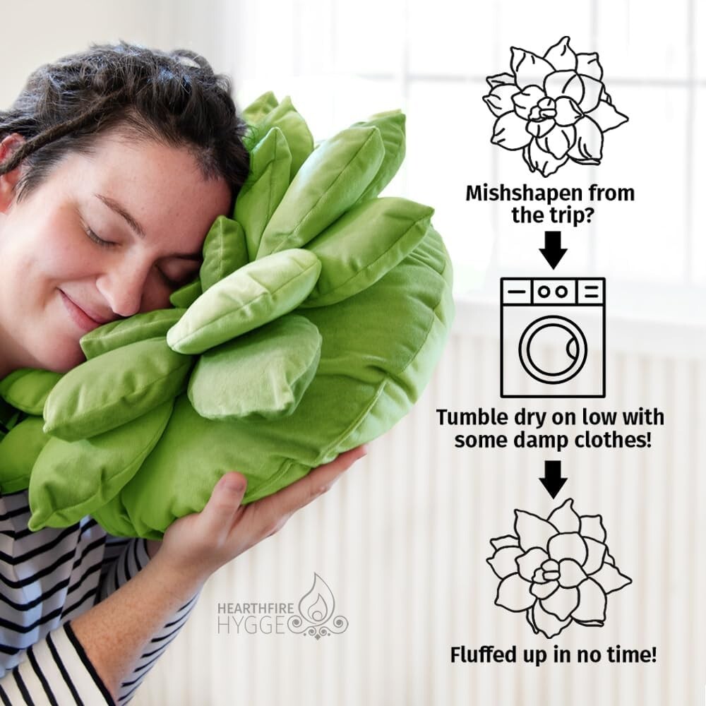 Soft Velvet 3D Green Flower Pillow - Functional Decor for Bedroom & Living Room