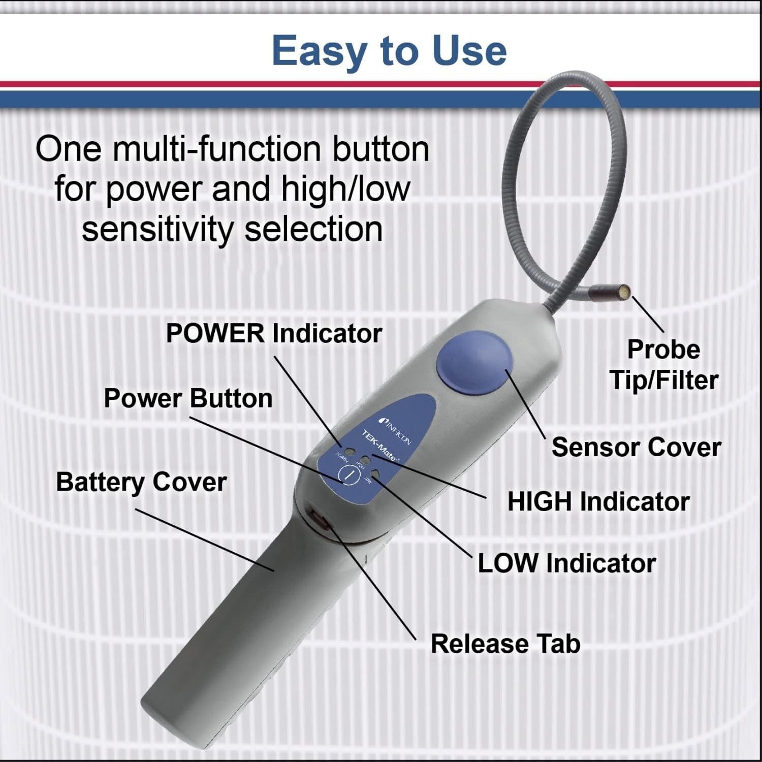 Compact and Reliable Refrigerant Leak Detector - Accurate, Battery-Powered Model