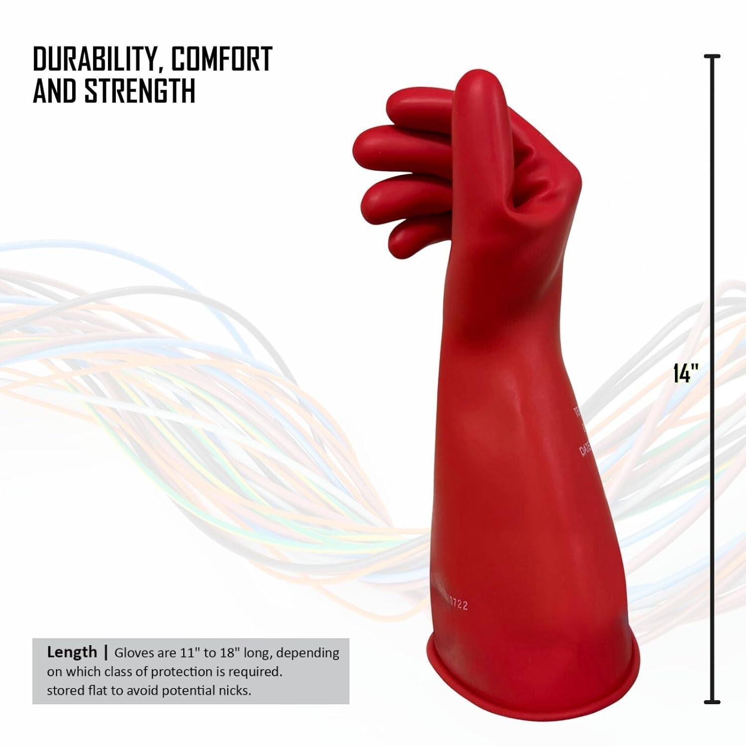 Durable Size 10 Class 00 Red Electrical Insulating Gloves - 14
