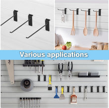 Load image into Gallery viewer, 8-Inch Heavy Duty Matte Black Slatwall Hooks - 96-Pack for Versatile Storage