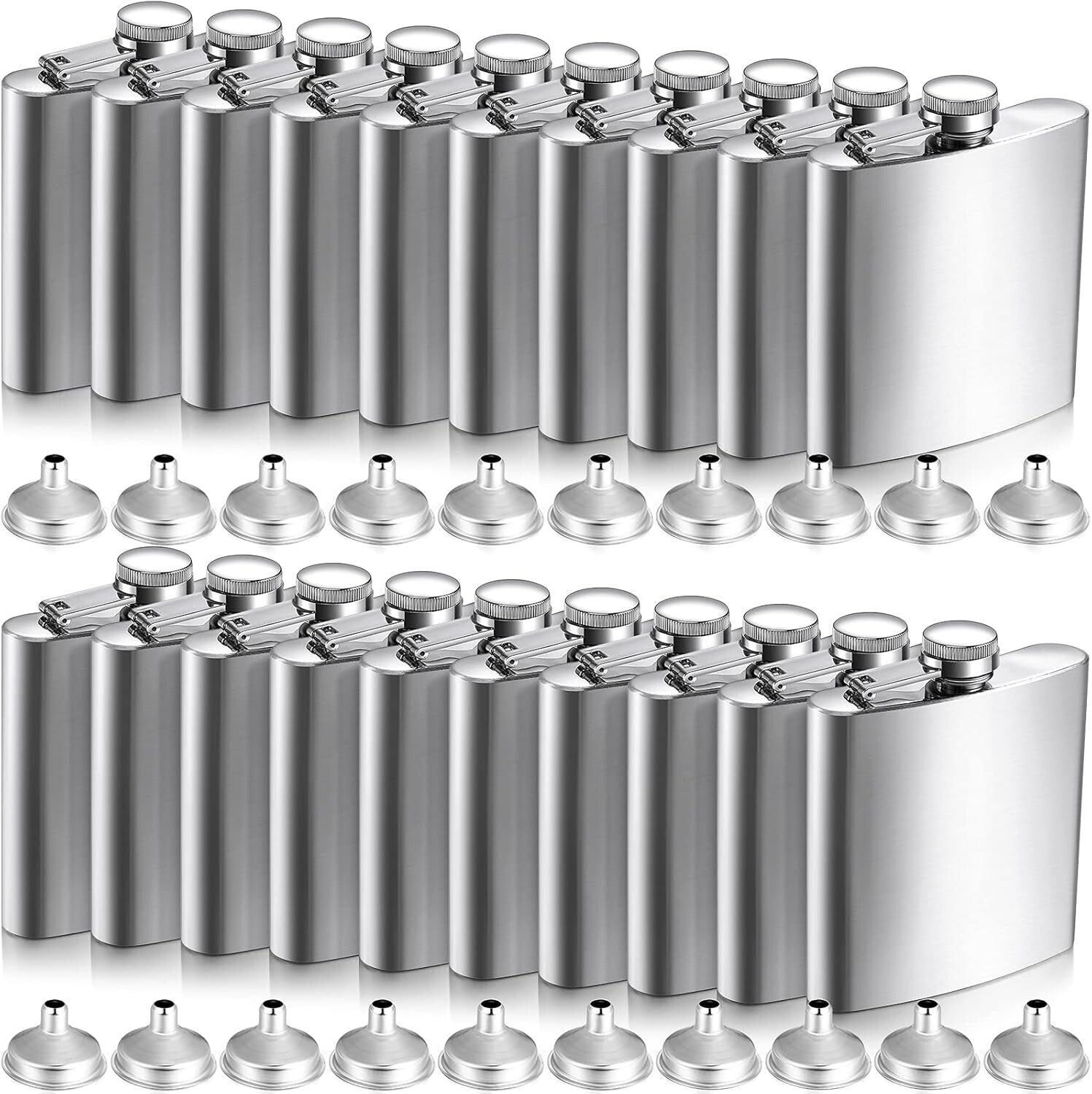 Elegant 20-Set Stainless Steel Hip Flasks with Funnels - 8oz for Every Occasion