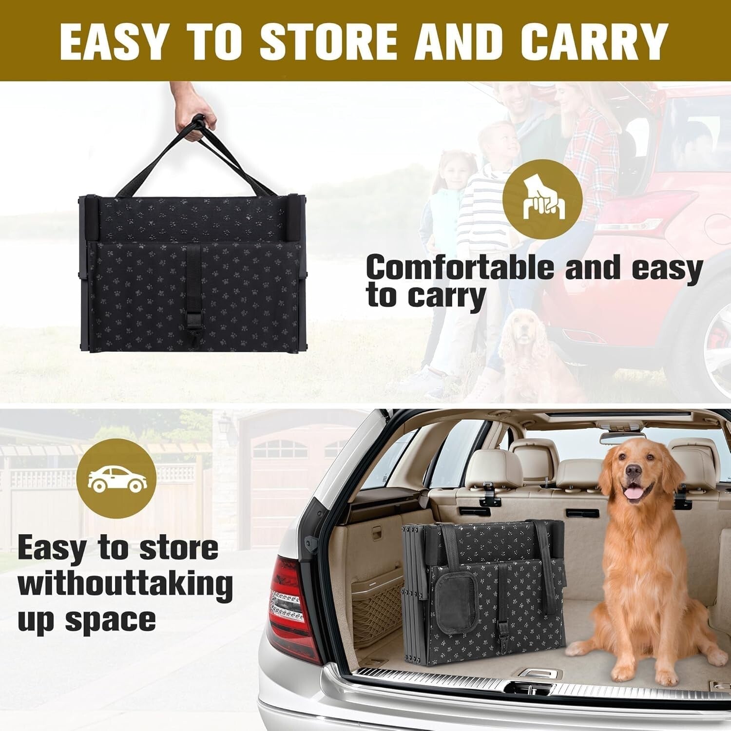 Foldable Dog Stairs with Non-Slip Surface – Supports Large Dogs Up to 200 Lbs