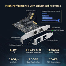 Load image into Gallery viewer, Versatile 2.5G Ethernet NIC Card with Dual PCIe Ports for Seamless Networking