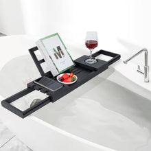 Load image into Gallery viewer, Luxury Bamboo Bath Caddy - Adjustable Tray for Wine Glass, Tablets &amp; Relaxation