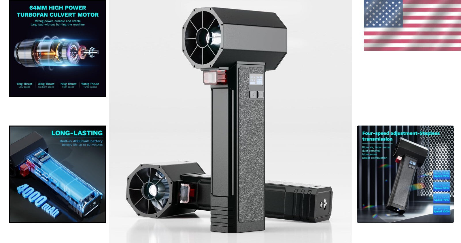 Portable Cordless Turbo Fan Leaf Blower - Ideal for Car Drying & Patio Cleaning