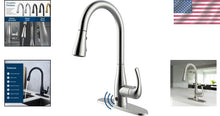 Load image into Gallery viewer, Modern Touchless Kitchen Faucet in Brushed Nickel with Retractable Hose Feature