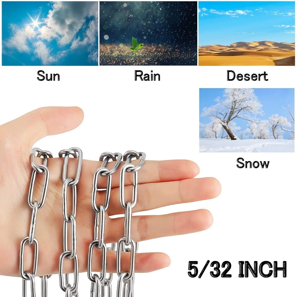 13ft Heavy Duty Stainless Steel Chain - 1/4in Utility Link for Versatile Use