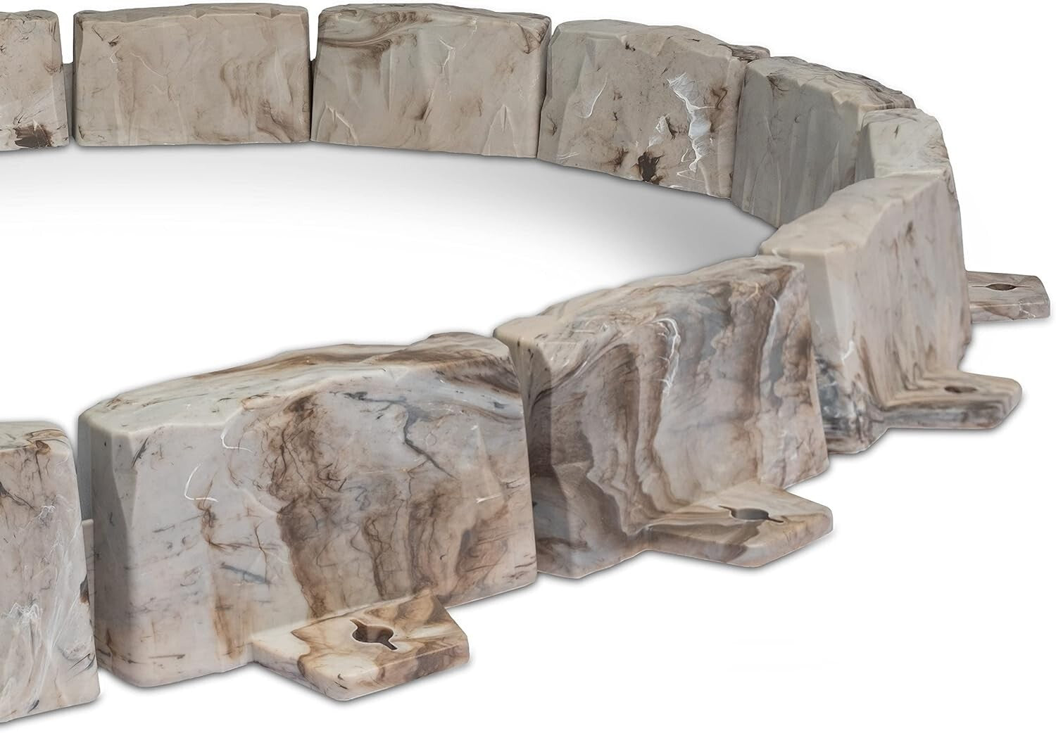 No-Dig Decorative Stone-Look Landscape Edging with Anchoring Spikes - 90 ft Kit