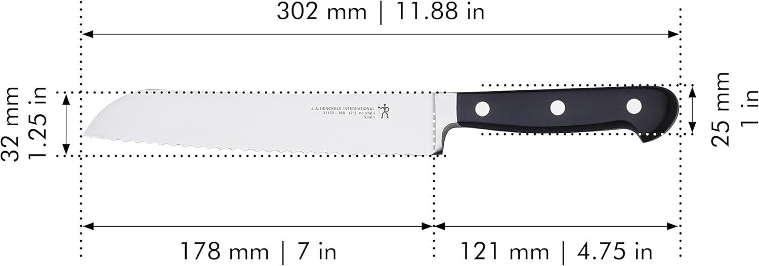 Classic 7-Inch Bread Knife - German Engineered for Precision & Durability
