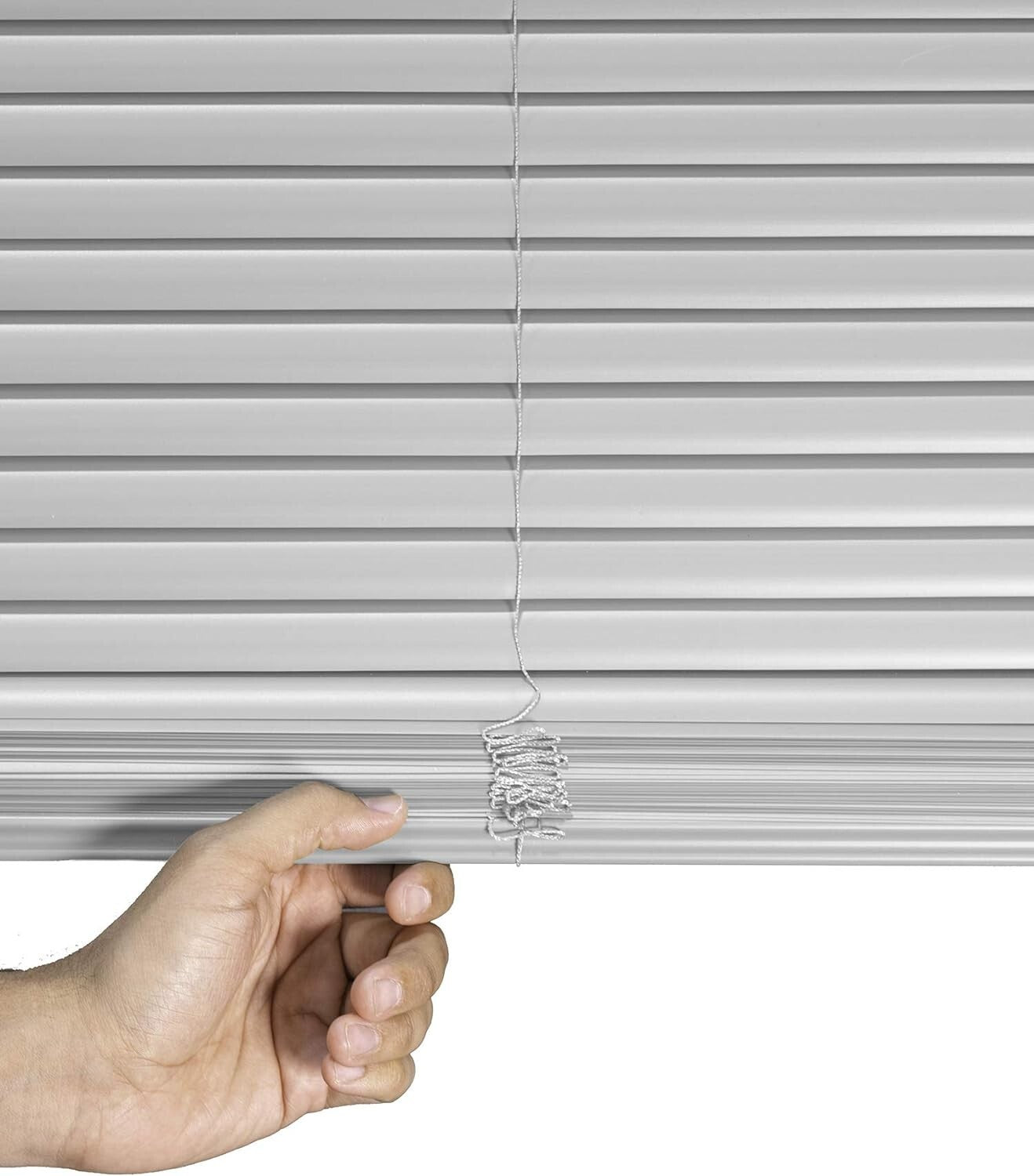 Durable Gray Cordless Mini Blinds, 72"W x 64"H - Ultimate Light Control