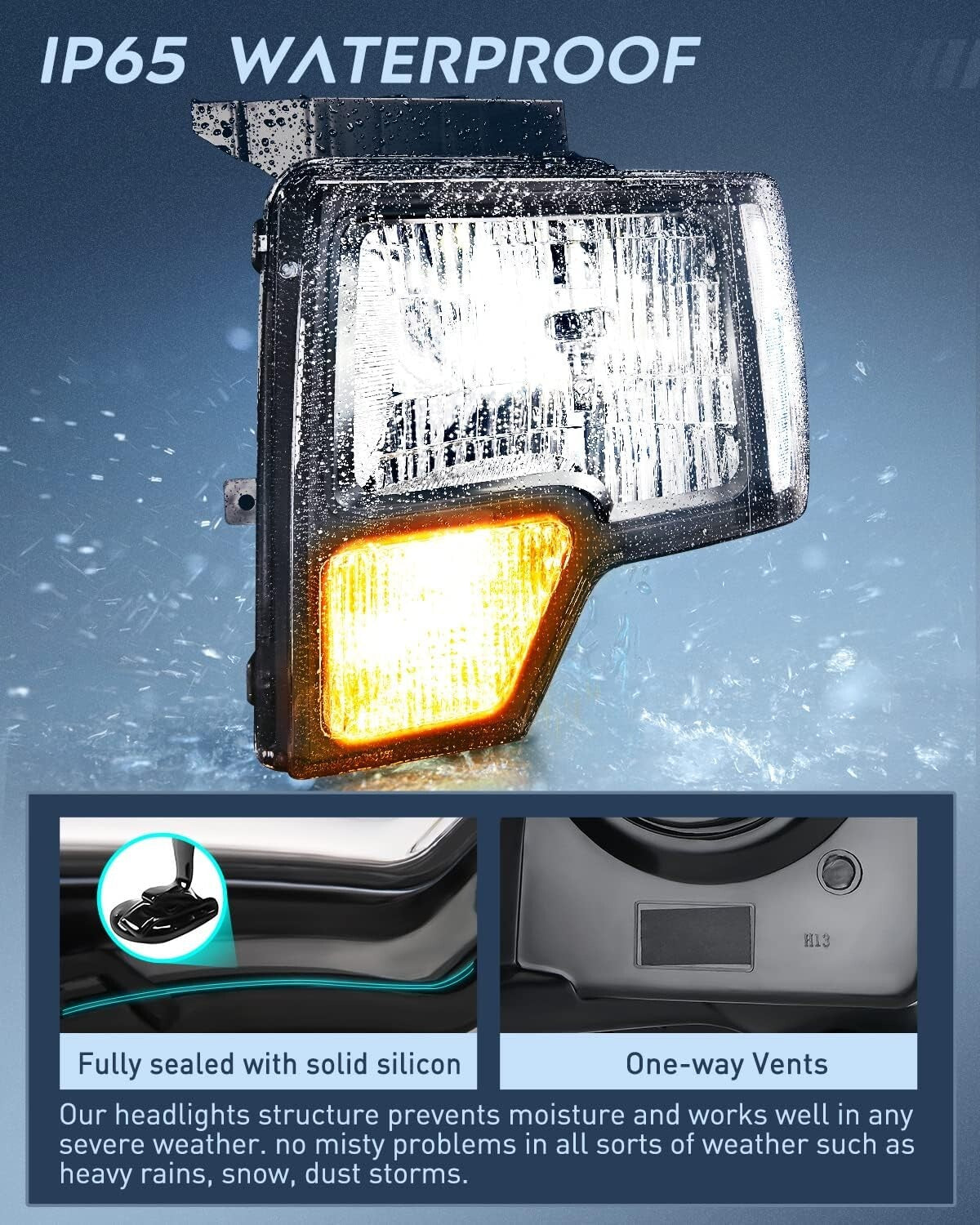 Black Housing Clear Lens Headlight Replacement for 2009-2014 F150 Truck 2-Pack