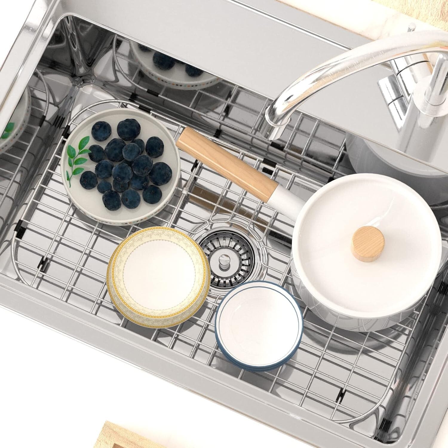 Easy-Clean Sink Protector Grid - 26"L x 14"W, Ideal for Kitchen Organization