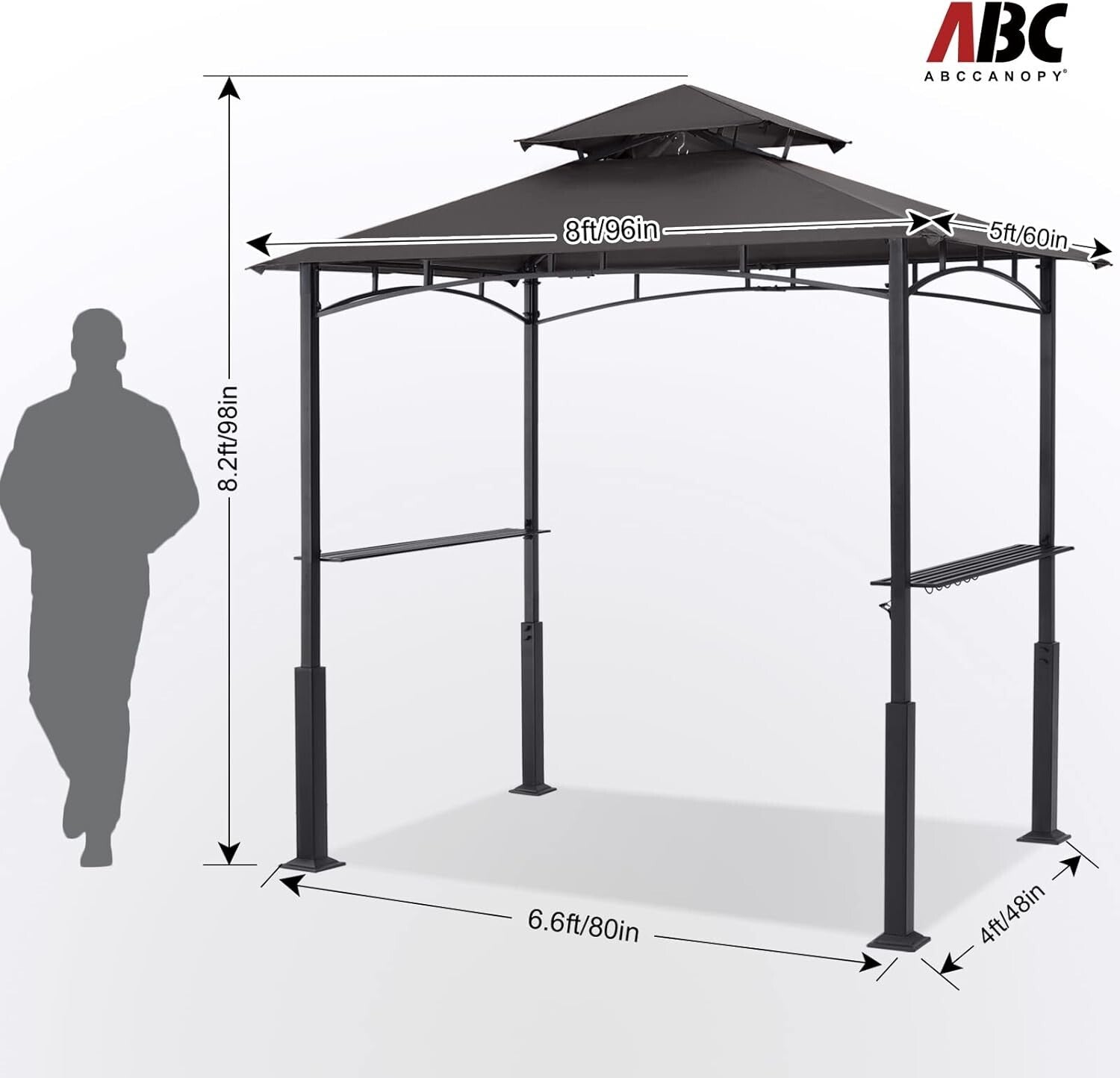 Durable 8x5 Grill Canopy Shelter with LED Light for Stylish Outdoor Cooking