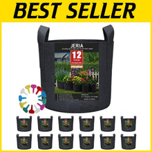 Load image into Gallery viewer, Space-Efficient Black Fabric Grow Bags 25 Gallon - Set of 12 with Plant Labels