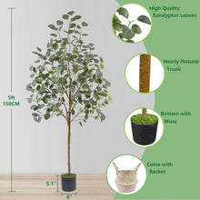 Load image into Gallery viewer, Realistic 5ft Tall Eucalyptus Plant - Perfect Faux Floor Decor for Home &amp; Office