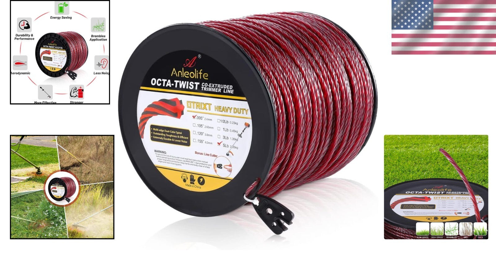 .095-Inch by 1536-ft Multi-Edge Heavy Duty Trimmer Line with Bonus Cutting Tools