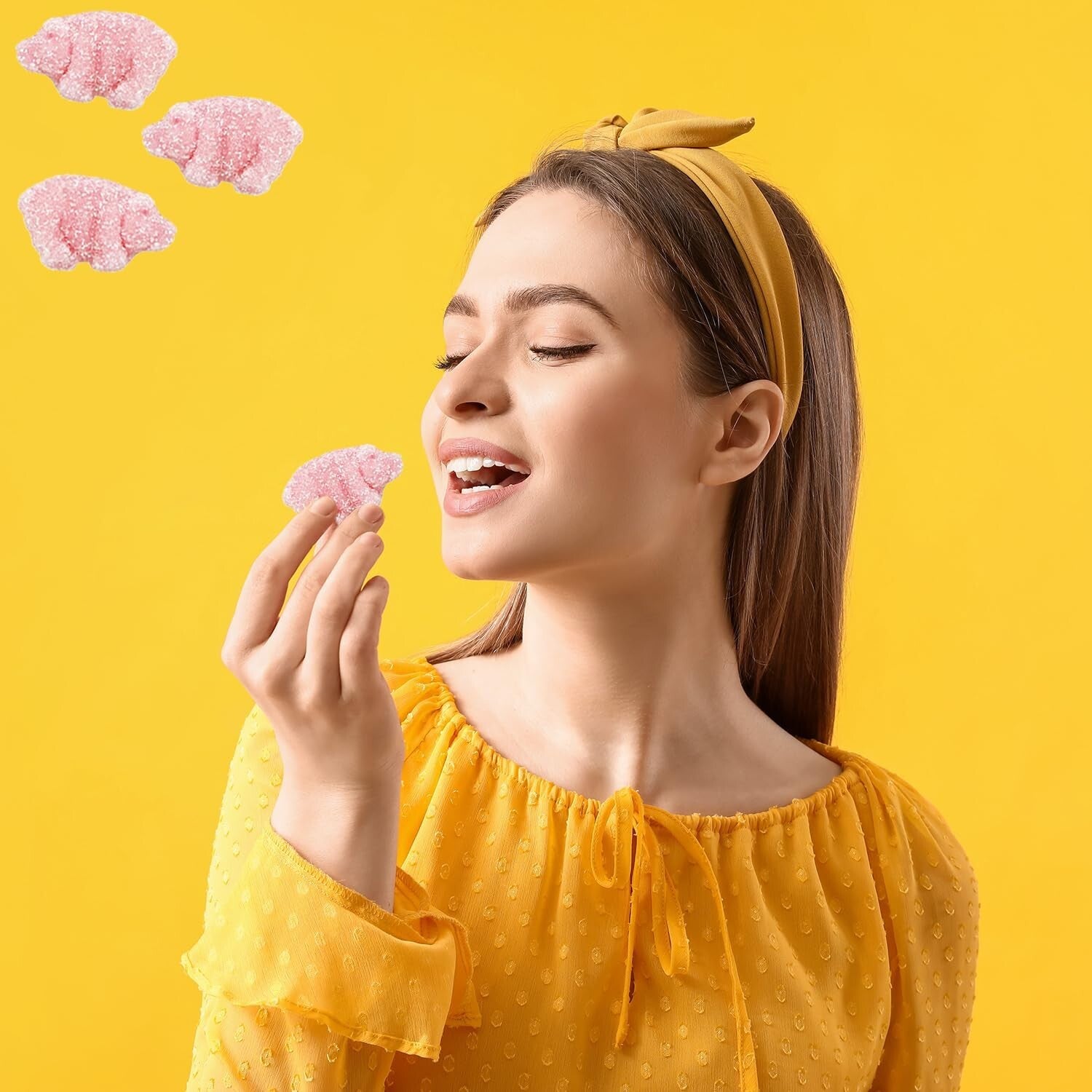 Mini Sour Pink Pig Gummies - 16 Oz Resealable Bag for Long Lasting Freshness