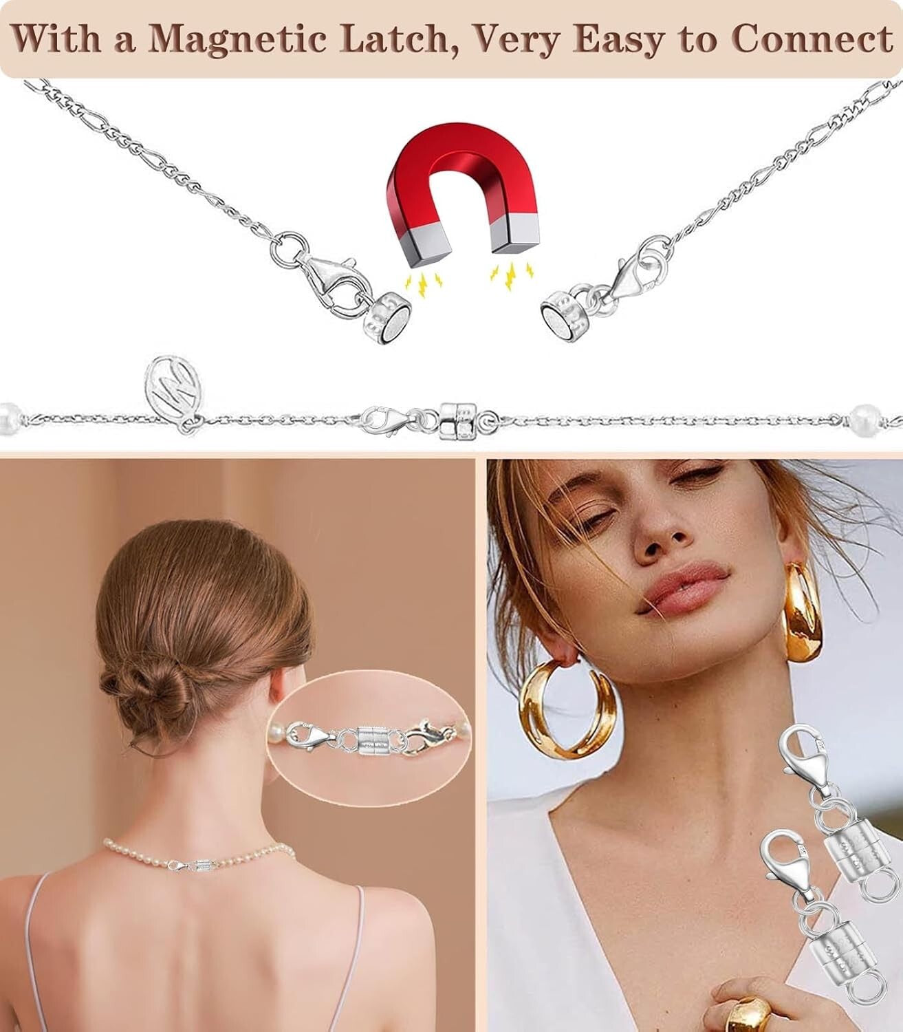 Magnetic 925 Sterling Silver Lobster Clasps - Perfect for Necklaces & Bracelets