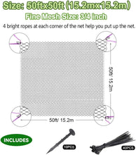 Load image into Gallery viewer, Durable 50' x 50' Garden Netting - Protect Your Plants from Birds and Animals