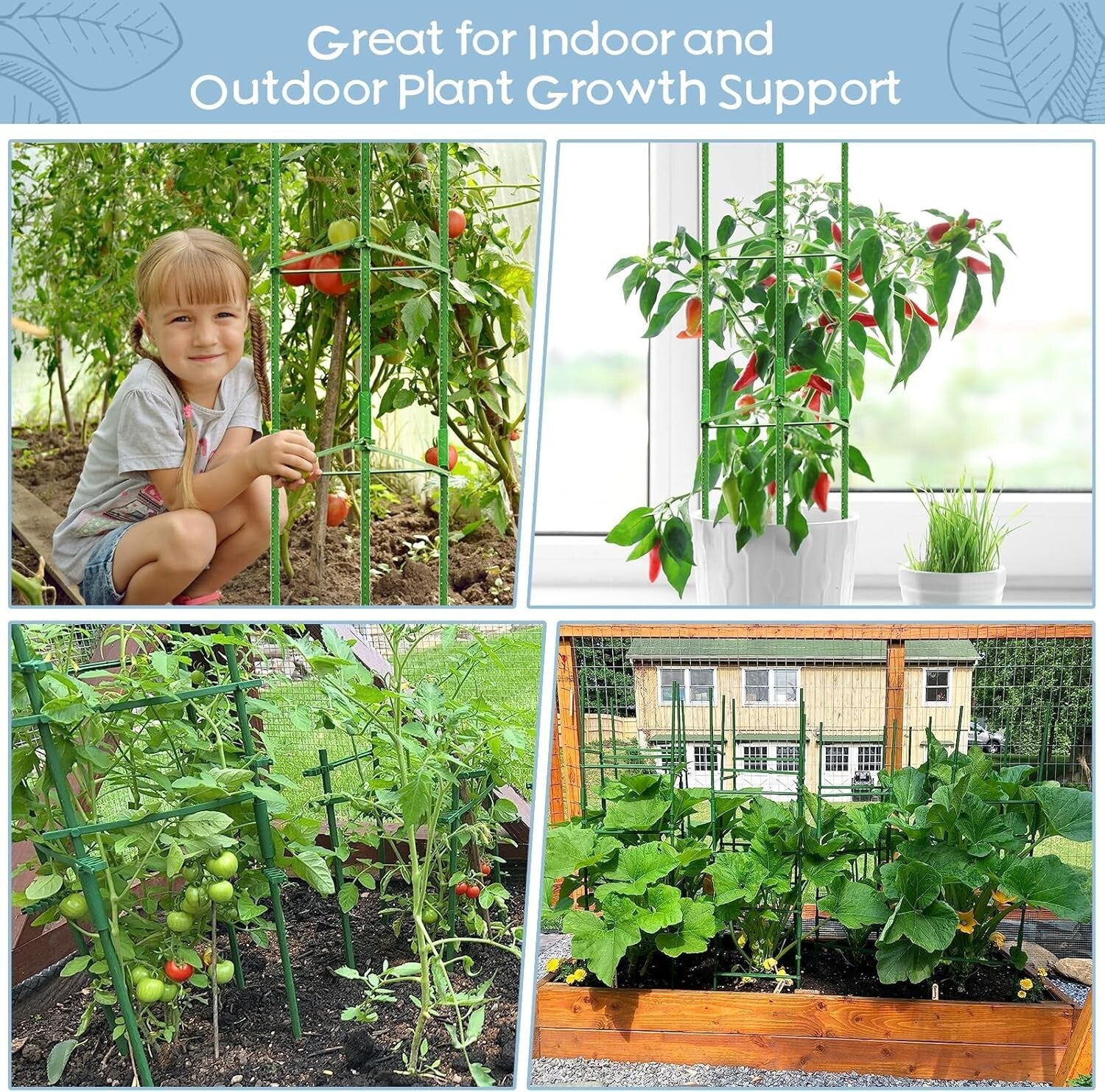 Customized 6-Pack Tomato Plant Supports - Tall Garden Stakes for Healthy Growth