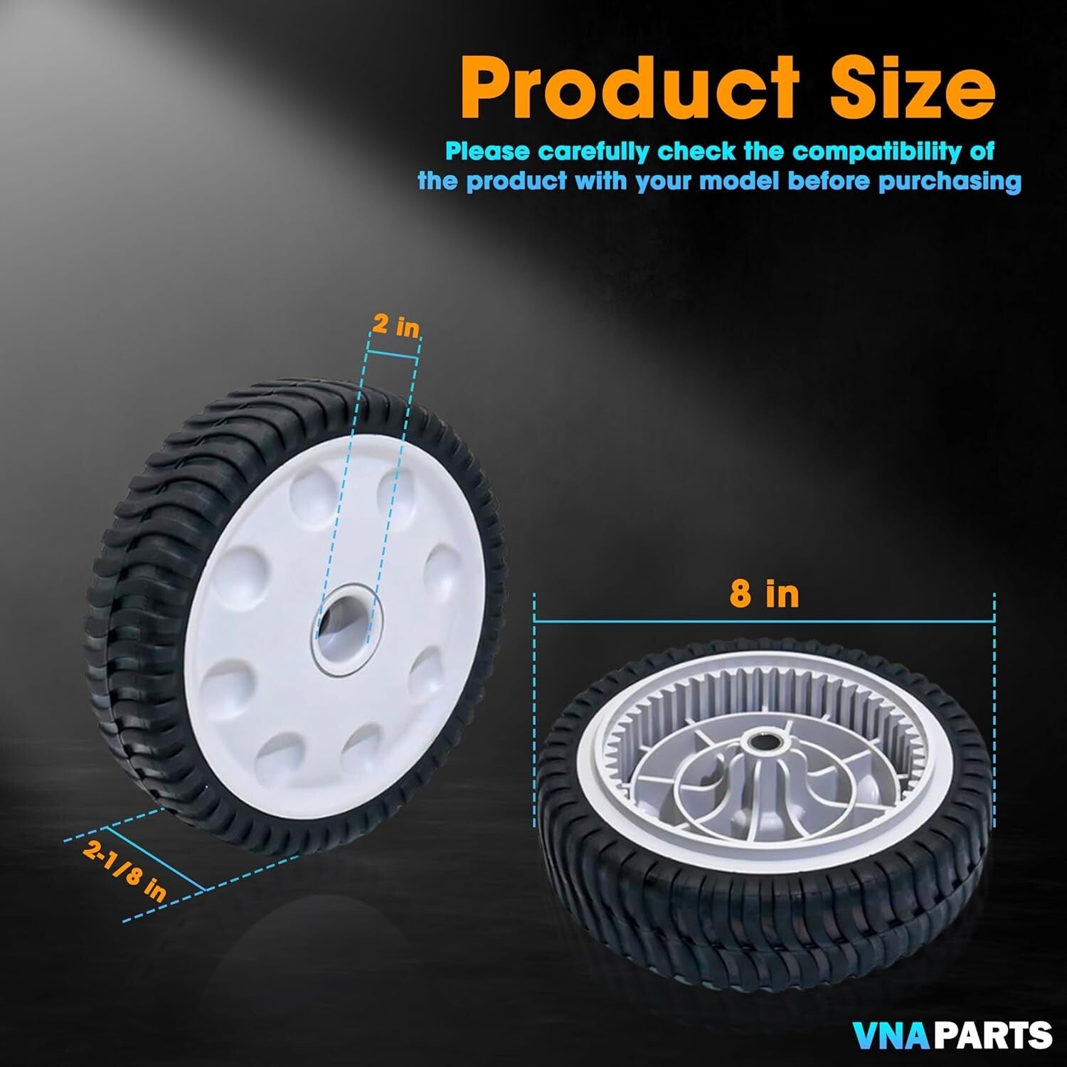 2x Durable 8-Inch Front Wheel Set for Troy-Bilt Lawn Mowers - Aftermarket Part