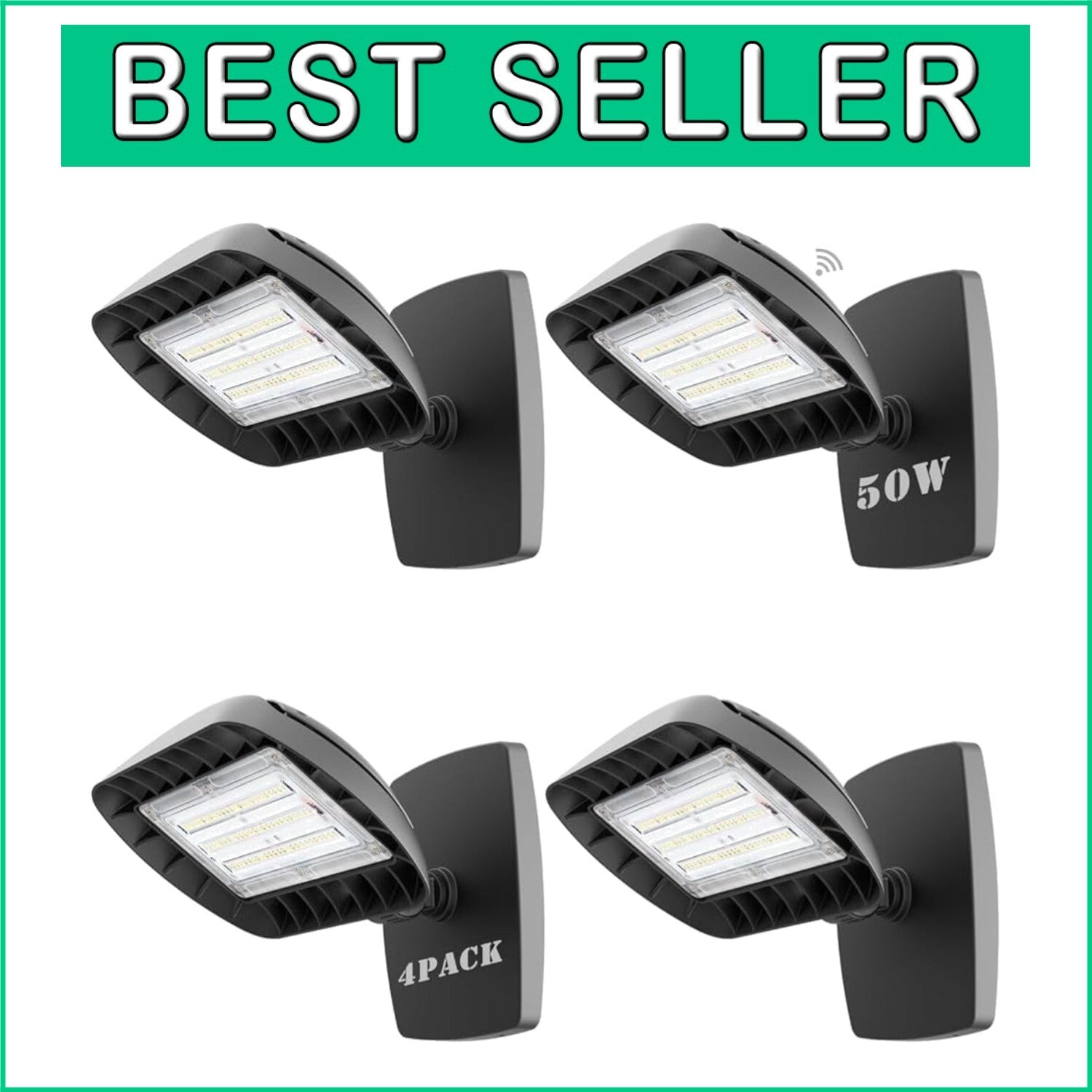 Energy-Saving 50W LED Flood Light Set - IP65 Waterproof, Dusk to Dawn Automation