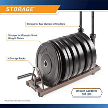 Load image into Gallery viewer, Portable Horizontal Plate and Olympic Bar Rack | Steel Organizer with Wheels