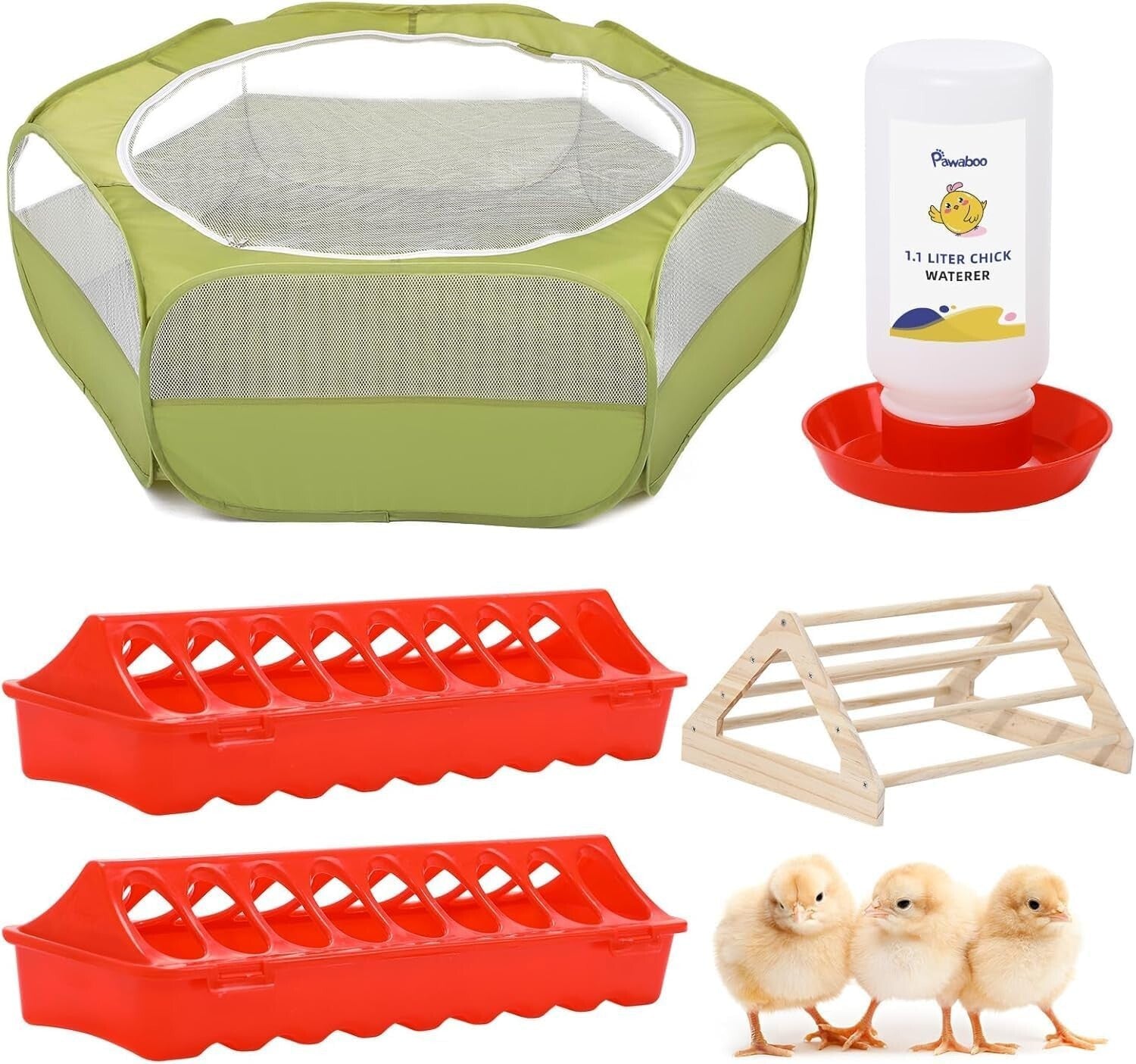 Lightweight 5-in-1 Brooder Kit for Chicks - Playpen, Feeder & Waterer Included