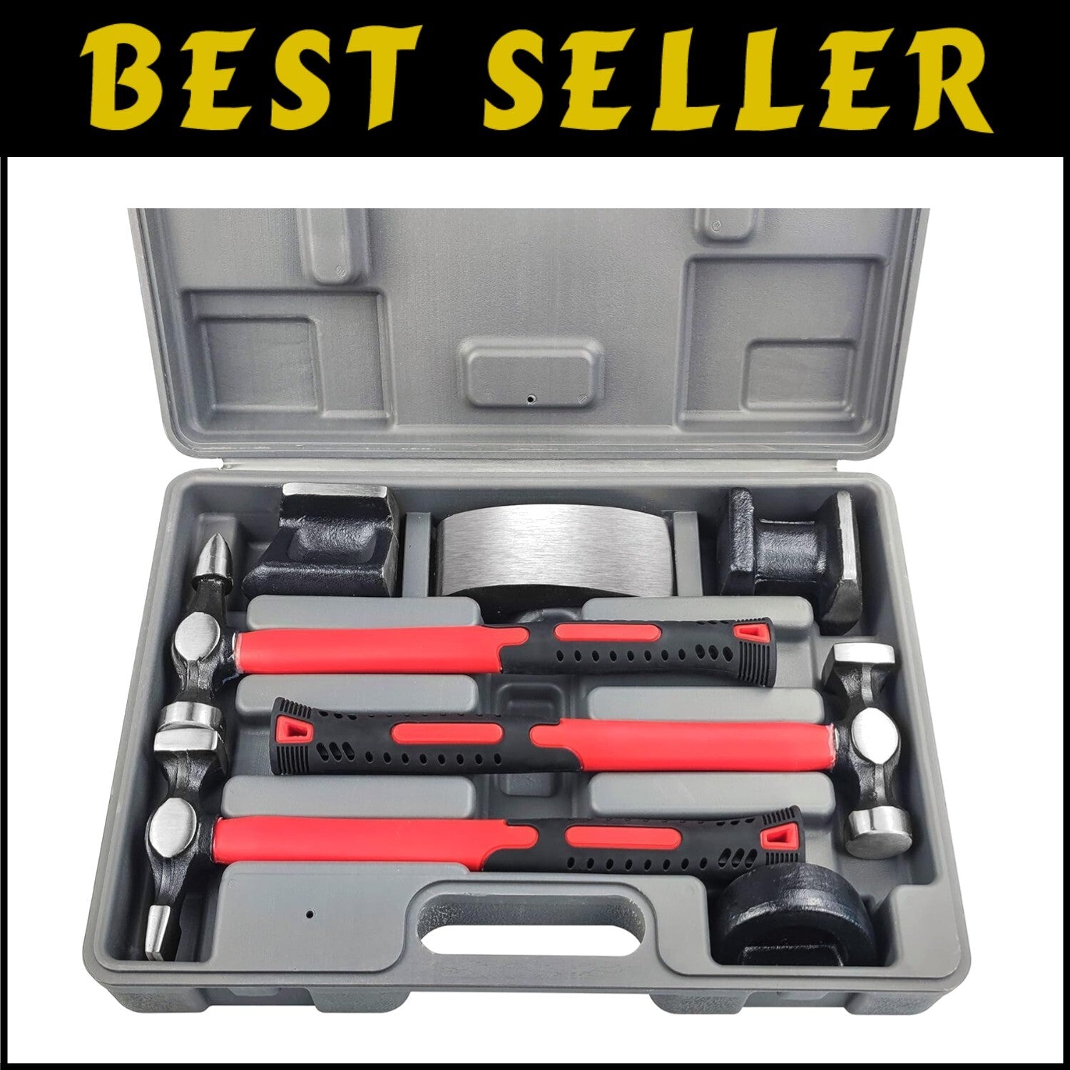 Complete Hammer and Dolly Set for Precision Car Body Repairs - 7 Pieces